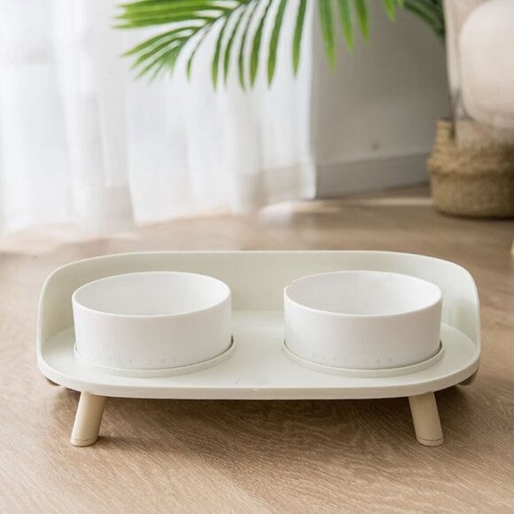 Other - Hanamya White Dog or Cat Pet Food & Water Bowls & Stand Feeder